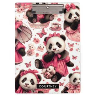 Vintages Niedliches Baby Panda Nahtlos Klemmbrett