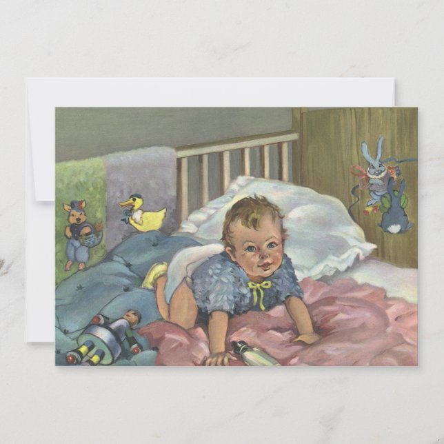Vintages Niedliches Baby-Spielen in der Kinderkrip (Vorderseite)