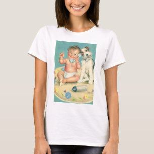 Vintages Niedliches Baby-Talk am Telefon Welpenhun T-Shirt
