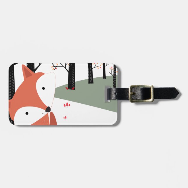 Vintages niedliches Babyfuchs-Wolflächeln Gepäckanhänger (Vorderseite horizontal)