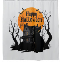 Vintages Niedliches Cat Bat Happy Halloween