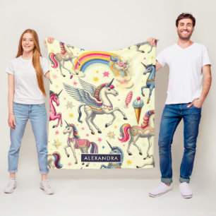 Vintages Niedliches Einhornmuster Fleecedecke