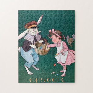 Vintages Niedliches Girl Bunny Rabbit Ostereier