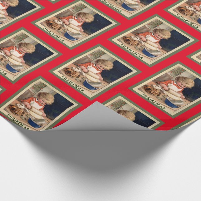 Vintages Niedliches kleines Mädchen Backen Weihnac Geschenkpapier (Ecke)