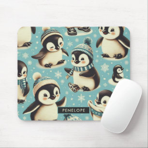 Vintages Niedliches Pinguin-Muster Mousepad