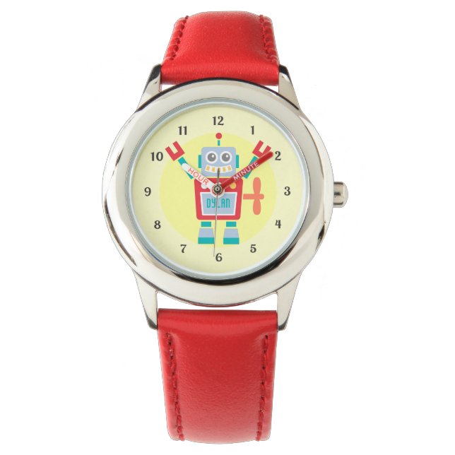 Vintages Niedliches Roboterspielzeug für Kinder Armbanduhr (Vorderseite)