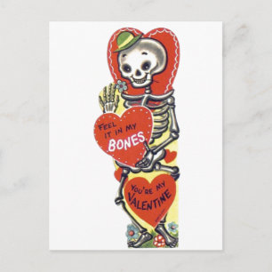 Vintages Niedliches Skelett Valentine Postkarte