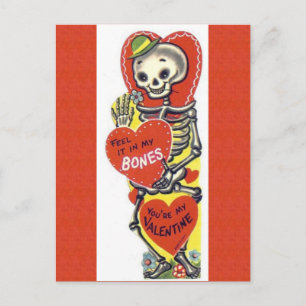 Vintages Niedliches Skelett Valentine Postkarte
