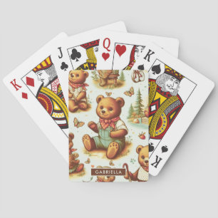 Vintages Niedliches Teddybärmuster Spielkarten