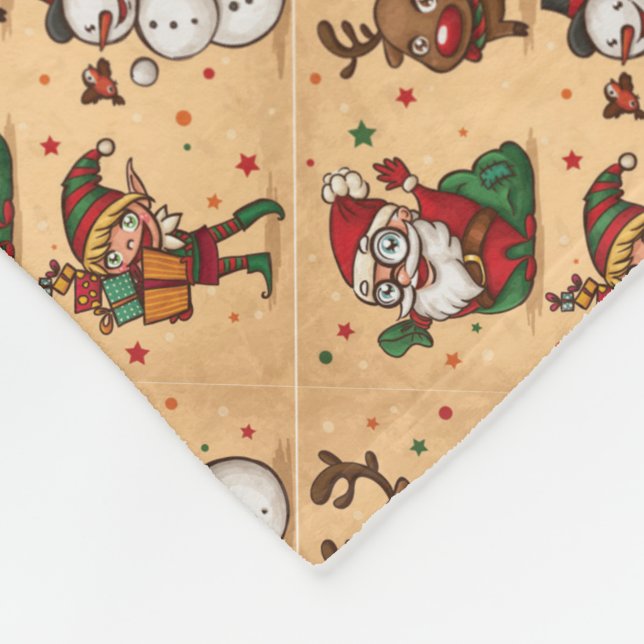 Vintages Niedliches Weihnachtsmuster Fleecedecke (Ecke)