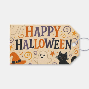 Vintages, niedliches whimsical Happy Halloween Geschenkanhänger