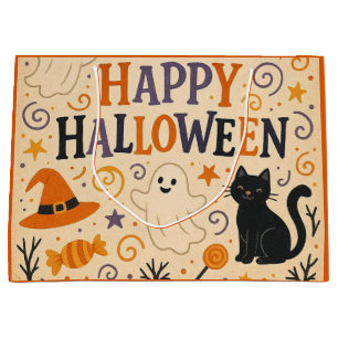 Vintages, niedliches whimsical Happy Halloween Große Geschenktüte