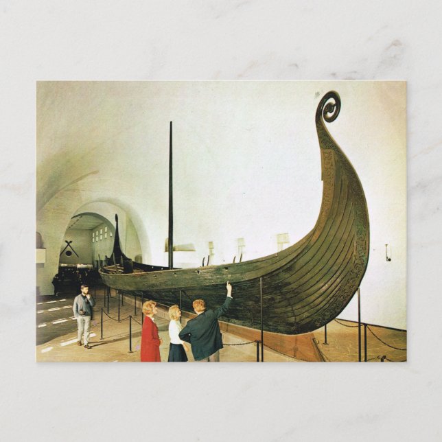 Vintages Norwegen, Gokstad-Schiff Postkarte (Vorderseite)