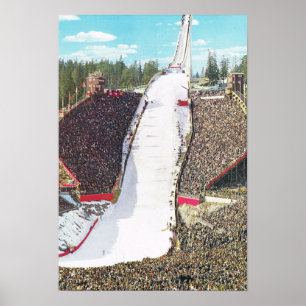 Vintages Norwegen, Oslo das Olympiastadion, Poster