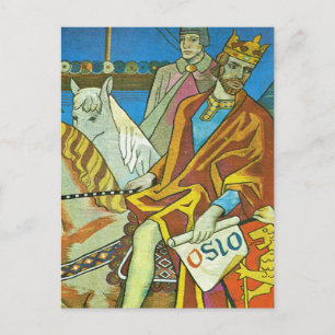 Vintages Norwegen, Oslo, König in Oslo Postkarte