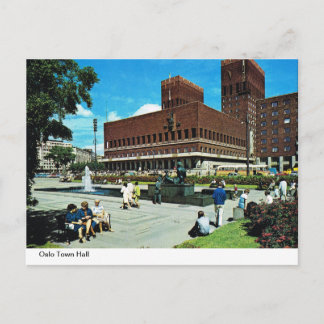 Vintages Norwegen, Oslo Rathaus Postkarte
