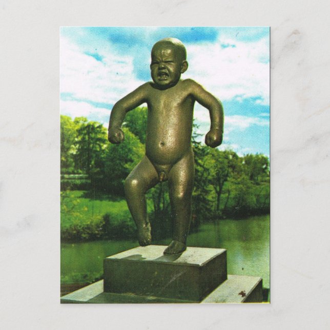 Vintages Norwegen, Oslo, Skulptur-Park Postkarte (Vorderseite)