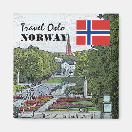 Vintages Norwegen Skandinavien Oslo Vigeland Reise Magnet