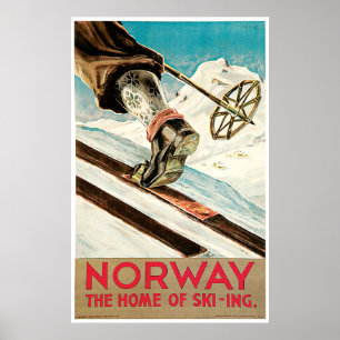 Vintages norwegisches Langlaufposter Poster