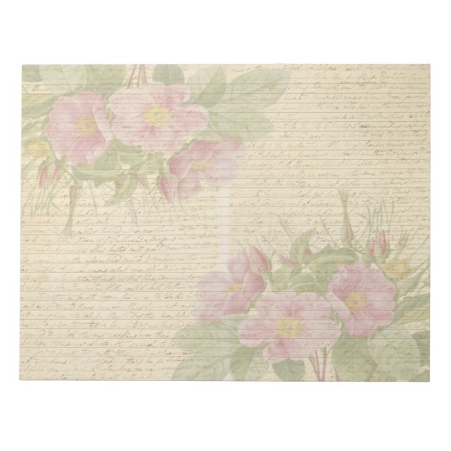 Vintages Notebook mit  Rose Notizblock (Vorderseite)