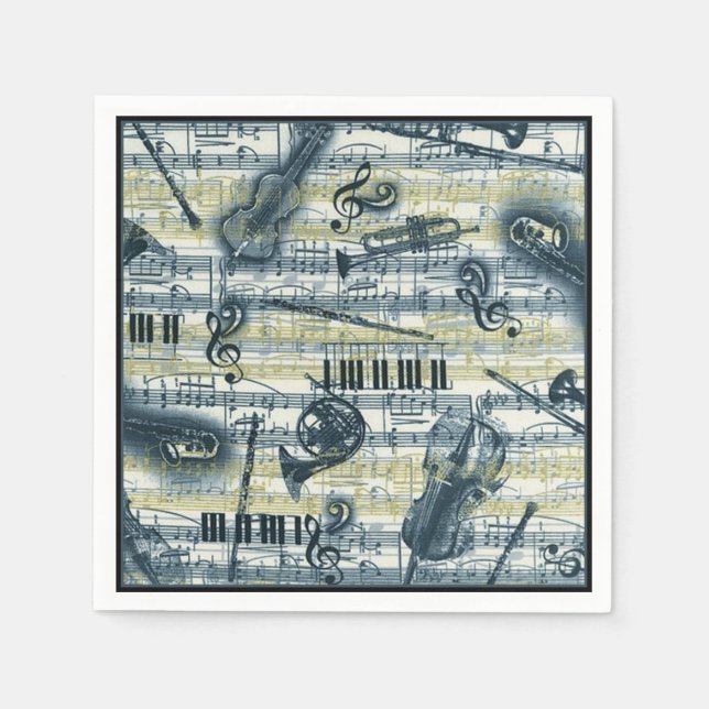 Vintages Notenmuster Napkins Serviette (Vorderseite)