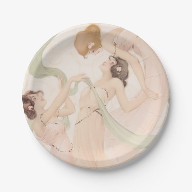 Vintages Nouveau Mayflies Brautparty Pappteller (Vorderseite)