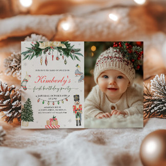 Vintages Nutcracker Winter Onederland Foto Einladung