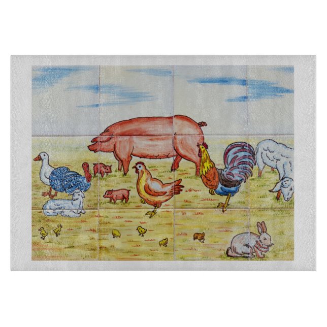 Vintages Nutztier rustikal niedlich altmodisch Schneidebrett (Vorderseite)