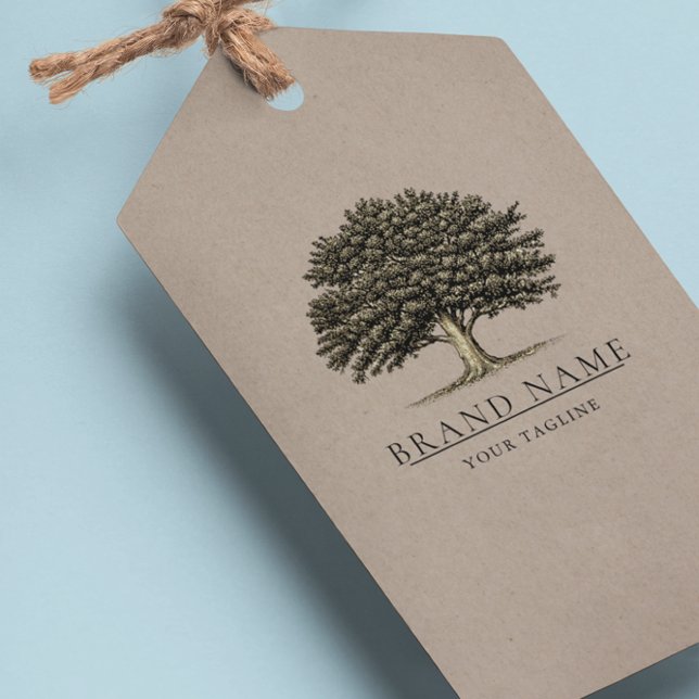 Vintages Oak Tree Logo QR Code Hang Tags W/String Geschenkanhänger (Von Creator hochgeladen)