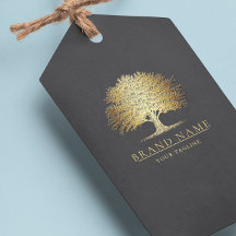 Vintages Oak Tree Logo QR Code Hang Tags W/String