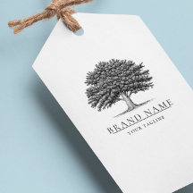 Vintages Oak Tree Logo QR Code Hang Tags W/String