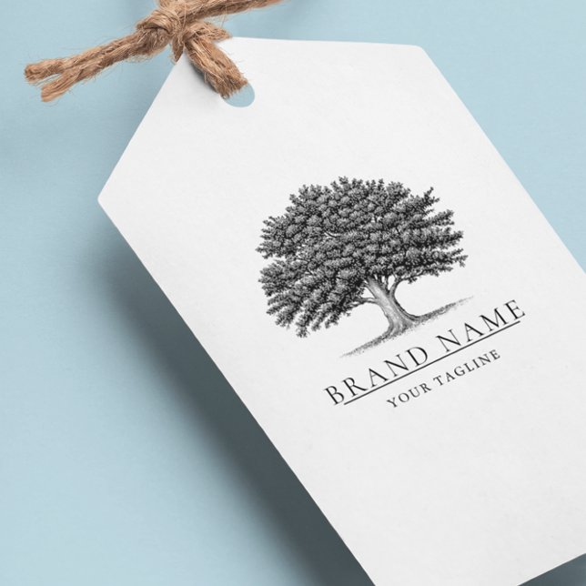 Vintages Oak Tree Logo QR Code Hang Tags W/String Geschenkanhänger (Von Creator hochgeladen)