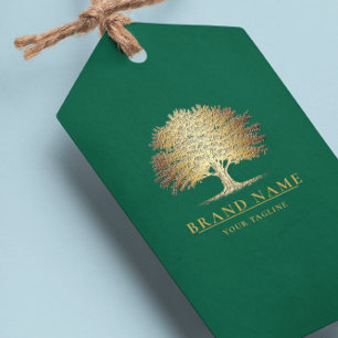Vintages Oak Tree Logo QR Code Hang Tags W/String Geschenkanhänger