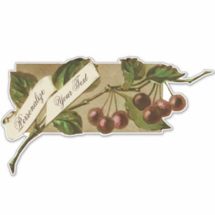 Vintages Obst Lebensmittelgeschäft Cherry Aufkleber