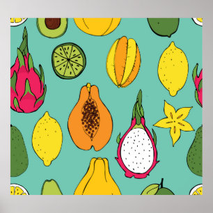 Vintages Obst Nahtlose Illustration Poster