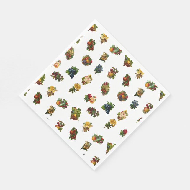 Vintages Obst und Blume Serviette (Ecke)