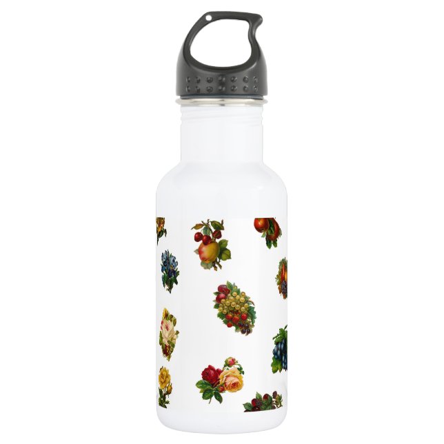 Vintages Obst und Blume Trinkflasche (Vorderseite)