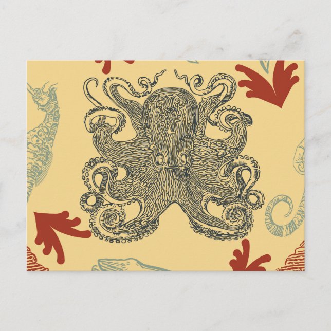 Vintages Octopus Sea Monster Postkarte (Vorderseite)