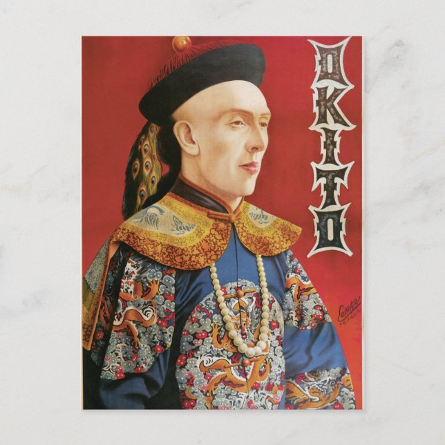 Vintages Okito Magician Poster Postkarte (Vorderseite)