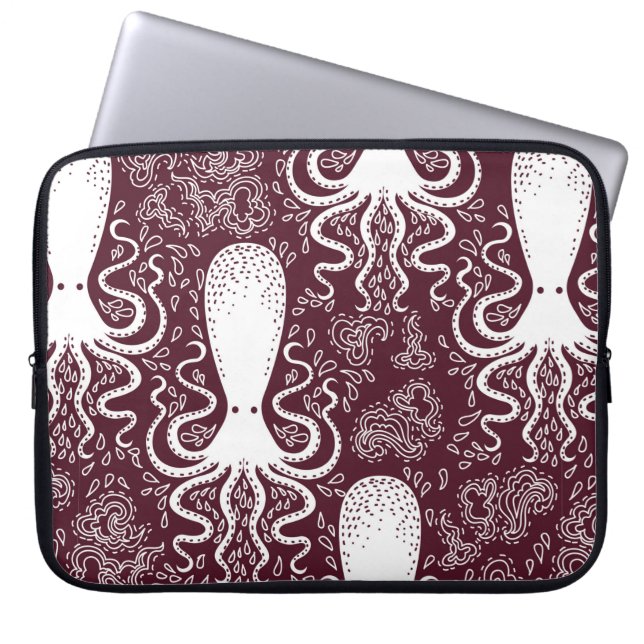 Vintages Oktopus-Muster. Laptopschutzhülle (Vorderseite)
