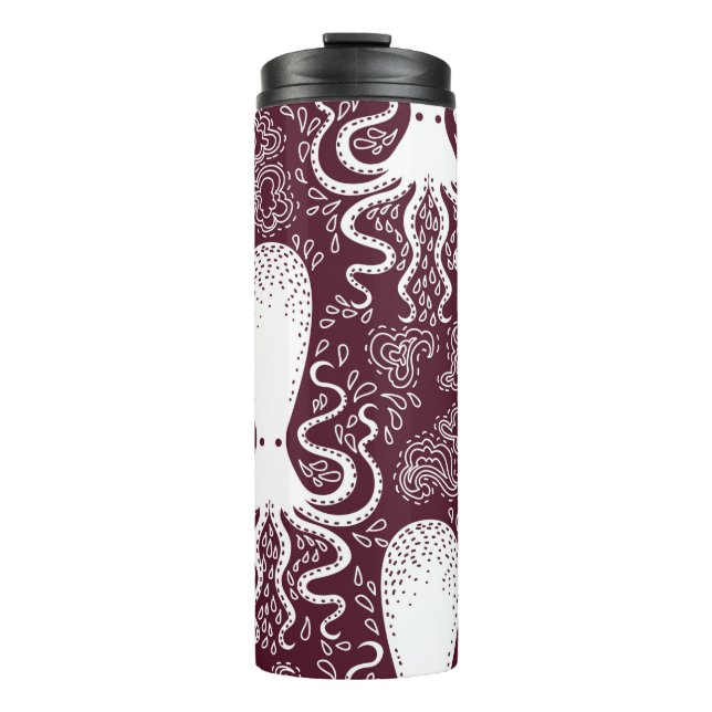 Vintages Oktopus-Muster. Thermosbecher (Vorderseite)