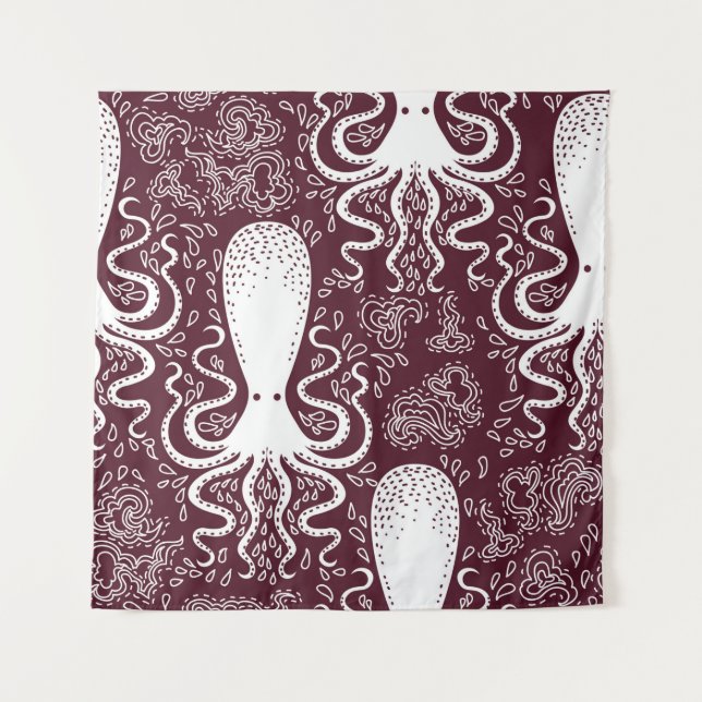 Vintages Oktopus-Muster. Wandteppich (Vorderseite)