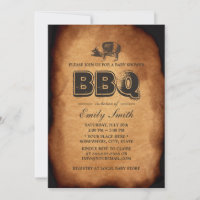 Vintages Old Pig Roast Barbecue Baby Dusche Party