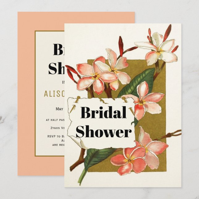 Vintages Oleander Blumenhochzeit Brautparty Einladung (Vorne/Hinten)