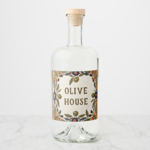 Vintages Olivenöl, benutzerdefiniertes Textschild Alkoholflaschenetikett