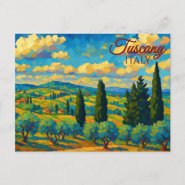 Vintages Olivenöl Toskana Italien Retro Europa Rei Postkarte (Vorderseite)