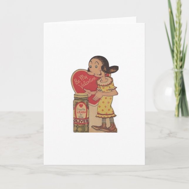 Vintages Olivenöl Valentine Feiertagskarte (Vorderseite)
