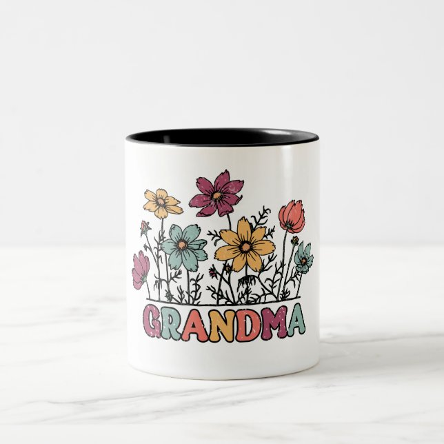 Vintages Oma/Wildblumen Zweifarbige Tasse (Mittel)