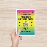 Vintages Ombre Concept Poster mit Foto Custom Postkarte<br><div class="desc">Erstellen Sie Ihre eigene Postkarte im Stil eines Vintagen Konzertposters. Ankündigen Sie Ihre eigene musikalische Aufführung, werfen Sie ein rockendes Party und mehr. Der gesamte Text ist für Ihre individuelle Touch bereit. Fett schwarze Schrift ist Set vor einem magentafarbenen, gelben und zyanfarbigen Hintergrund. Ein quadratisches Schwarz-Weiß-Foto funktioniert am besten. Bitte...</div>