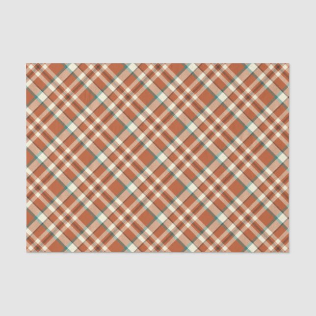Vintages Orange Kariertes Tissue Paper Seidenpapier (Vorderseite)